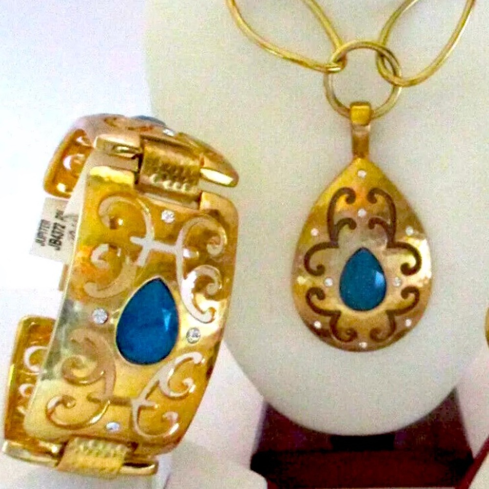 Brighton “Versailles Jupiter” gold necklace/bracelet set w/pouch NWOT stunner!